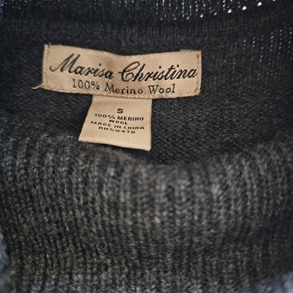 Marisa Christina Charcoal Turtleneck Sweater - 100% Merino Wool - Picture 7 of 7